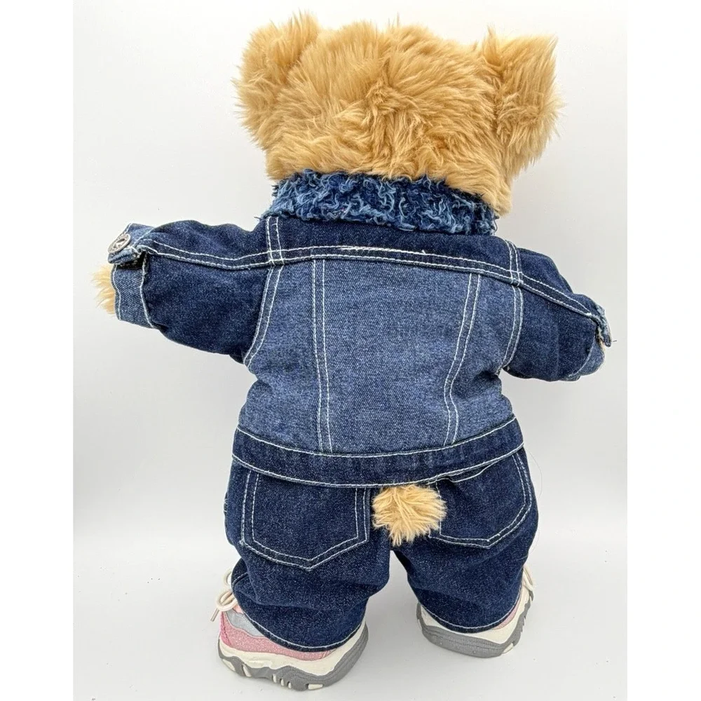 Build A Bear Brown Plush Pink Skechers Shoes & Sparkle Jean Jacket & Pants EUC